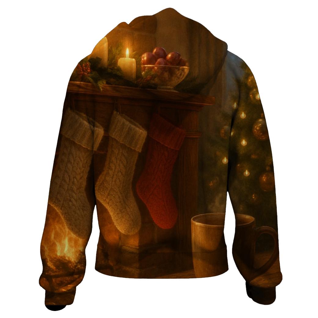 Candlelight On The Evergreen Mantel embroidered hoodies