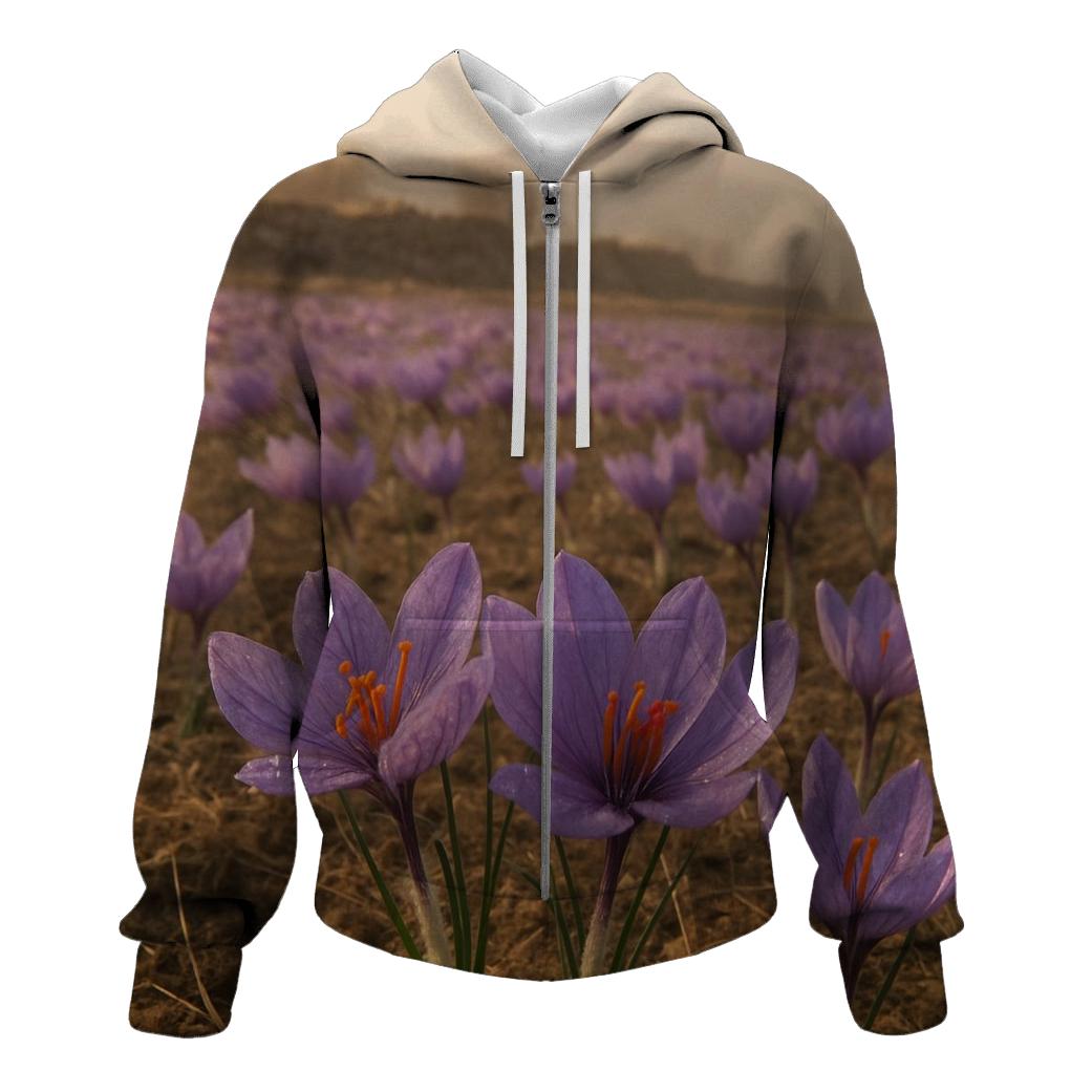 Saffron Crocus Harvest On A Misty Plateau hoodies fashion