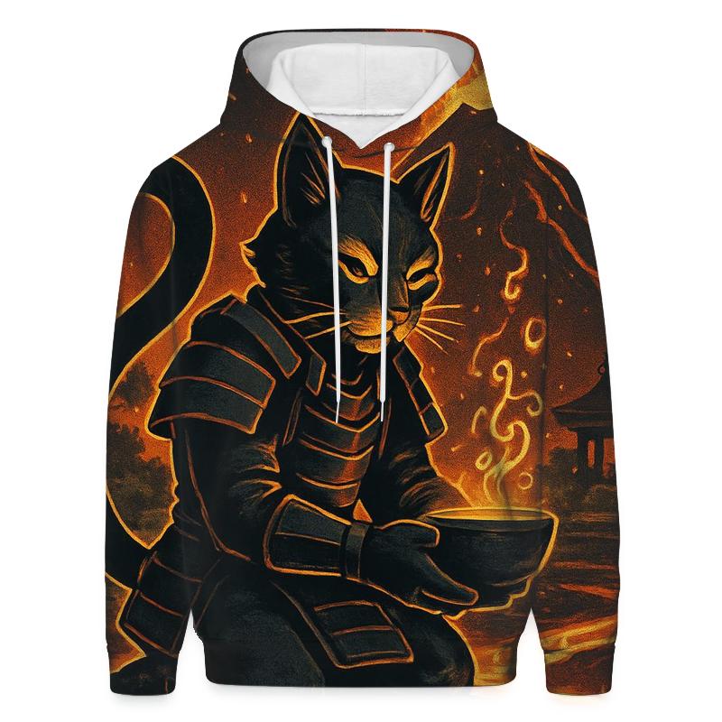 Volcanic Tea Ceremony Samurai Cat premium hoodies