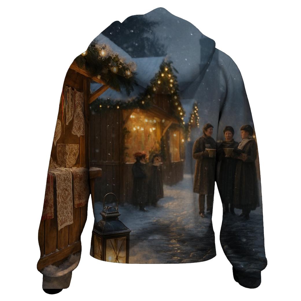 Snowy Market Under A Quiet Northern Glow hoodie styles