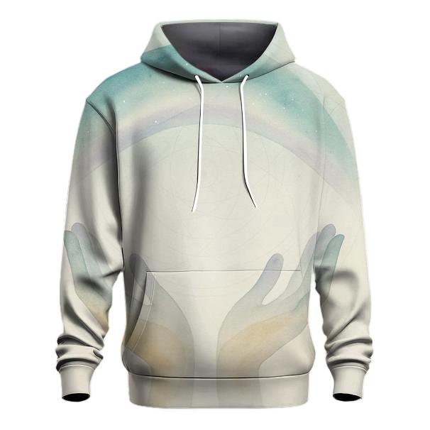 Quiet Aurora Prayer Hands embroidered hoodies