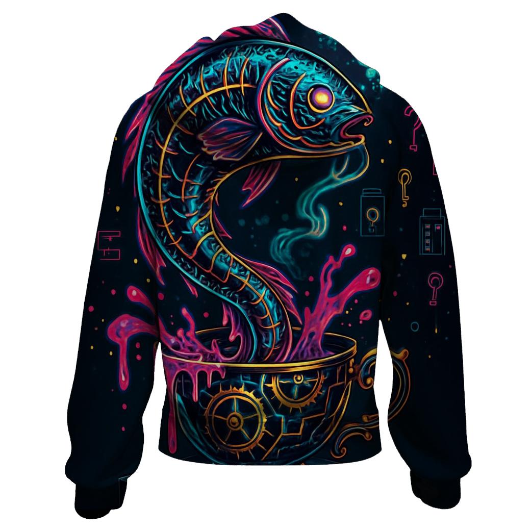 Neon Carp In A Clockwork Teacup custom hoodies