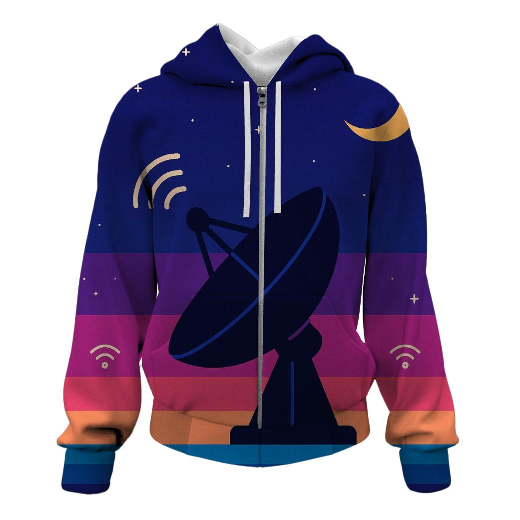 Satellite Dish Horizon Stripes zip-up hoodies