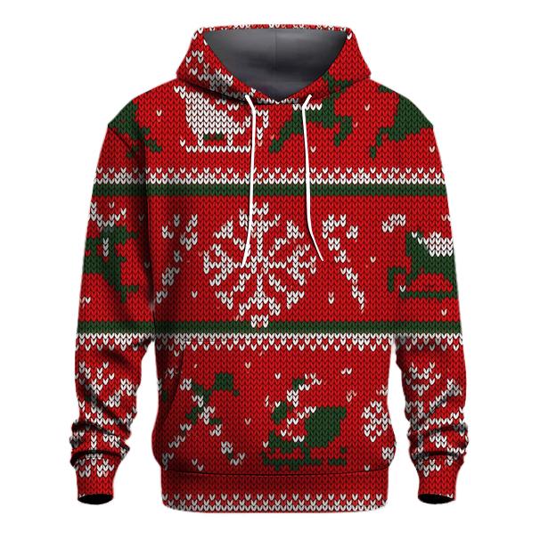 Jolly Sleigh And Snowflake Patchwork Design premium hoodies
