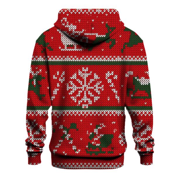 Jolly Sleigh And Snowflake Patchwork Design premium hoodies