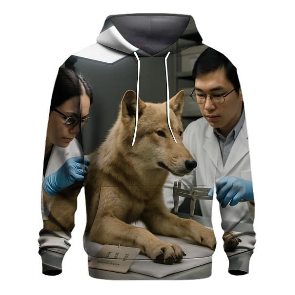 Hokkaido Wolf Exhibit Fur Study In Museum Conservation Lab premium hoodies