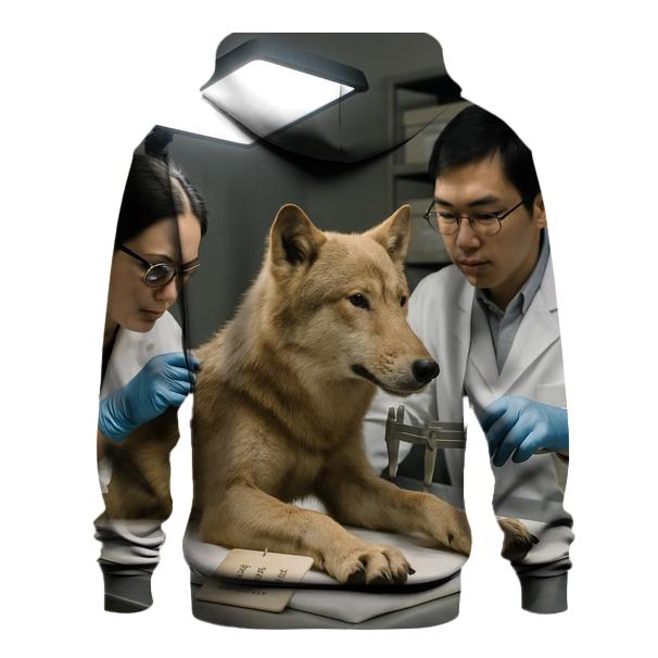 Hokkaido Wolf Exhibit Fur Study In Museum Conservation Lab premium hoodies