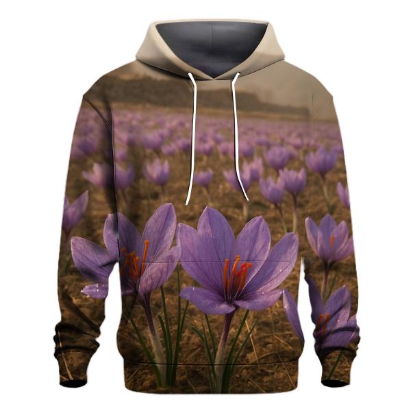 Saffron Crocus Harvest On A Misty Plateau heavyweight hoodies