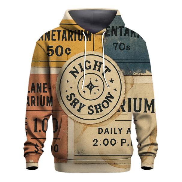 Retro Planetarium Ticket Stub Collage lightweight hoodies