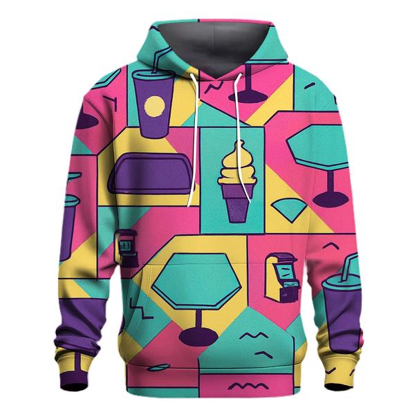 Mall Food Court Neon Pattern embroidered hoodies