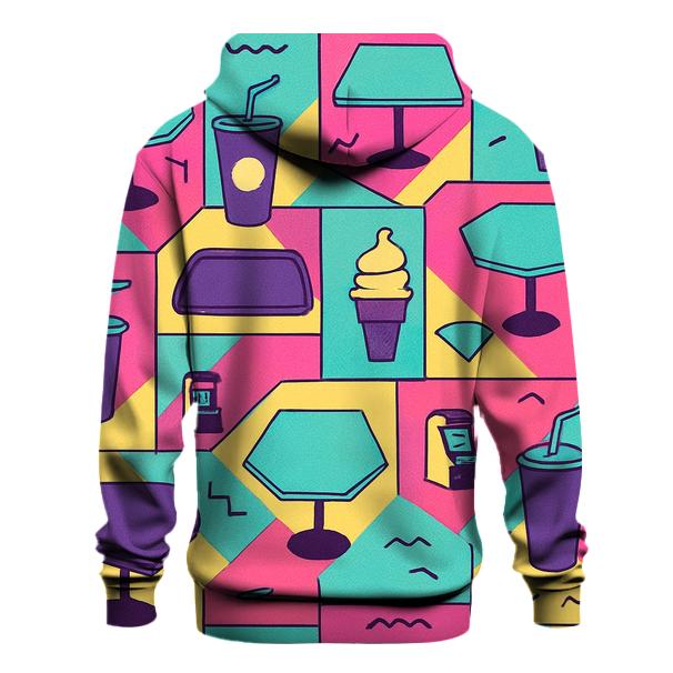 Mall Food Court Neon Pattern embroidered hoodies