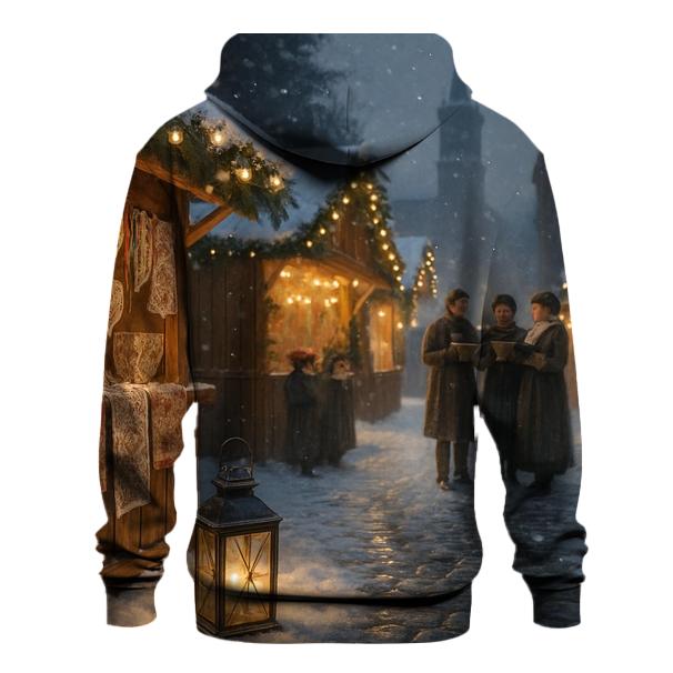 Snowy Market Under A Quiet Northern Glow embroidered hoodies