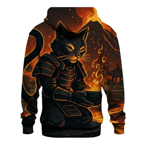 Volcanic Tea Ceremony Samurai Cat graphic hoodies