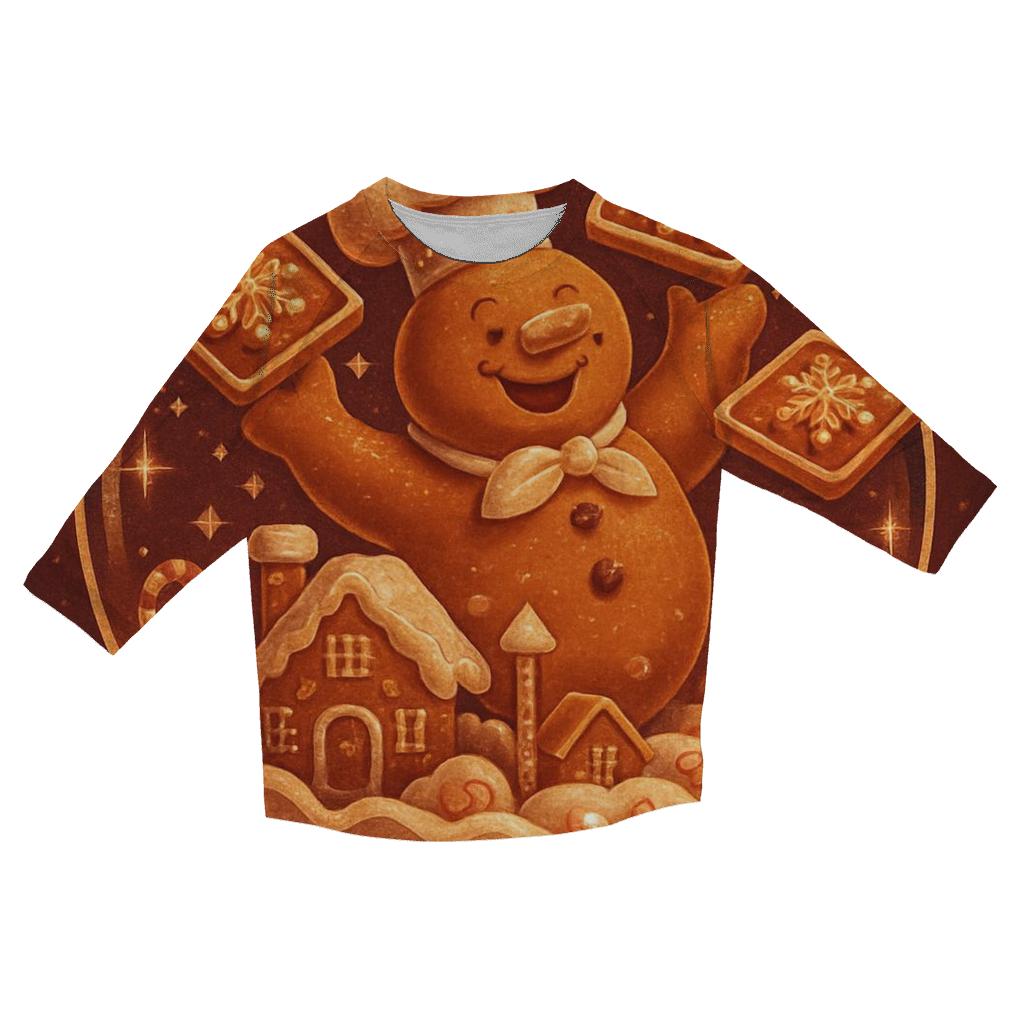 Gingerbread Cabin Snow Globe Ruckus designer 3/4 sleeve blouses