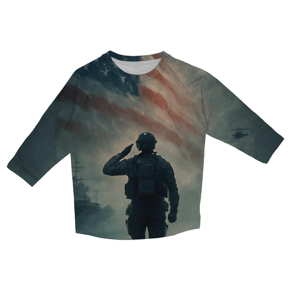 Silent Watch Over Liberty Bay printed three quarter sleeve shirts