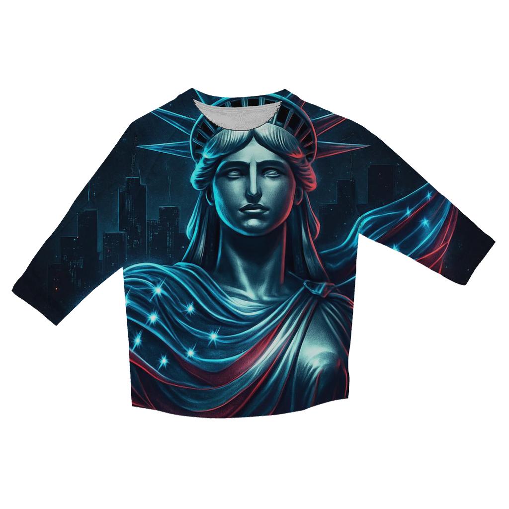 Midnight Liberty Circuit Flag trendy 3/4 sleeve tops