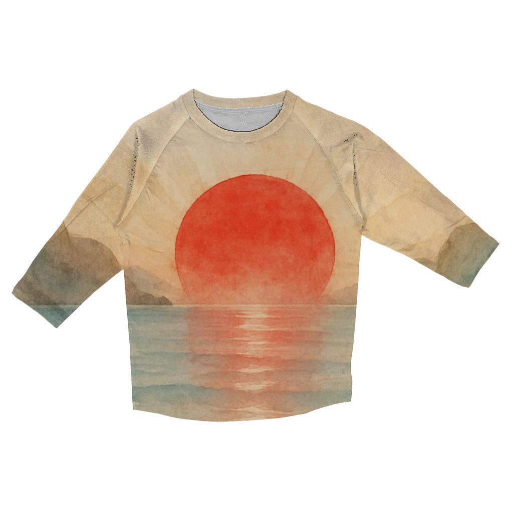 Japan Watercolor Rising Sun Bay stylish quarter sleeve tops