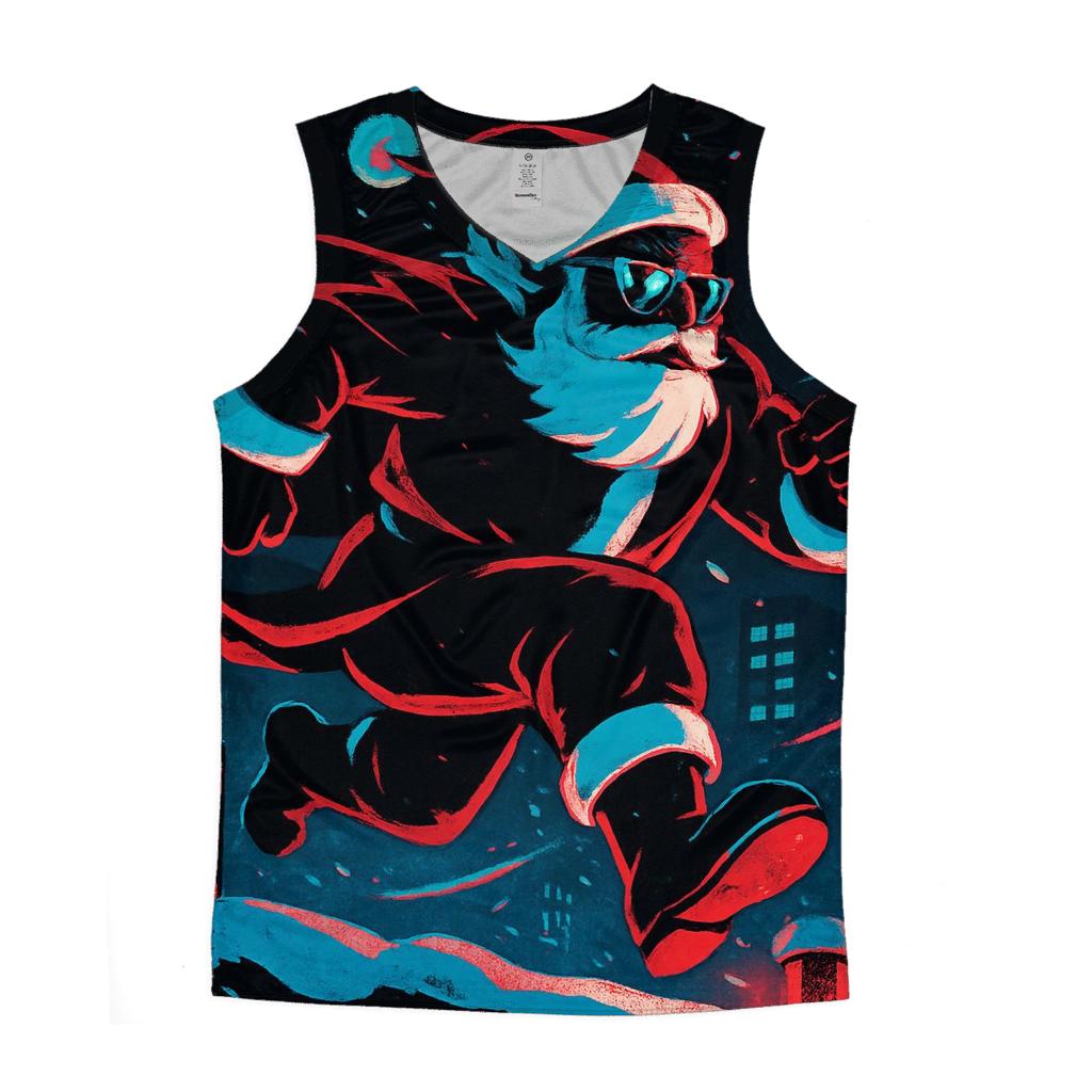Neon Blizzard Santa On A Rooftop Run designer workout tanks