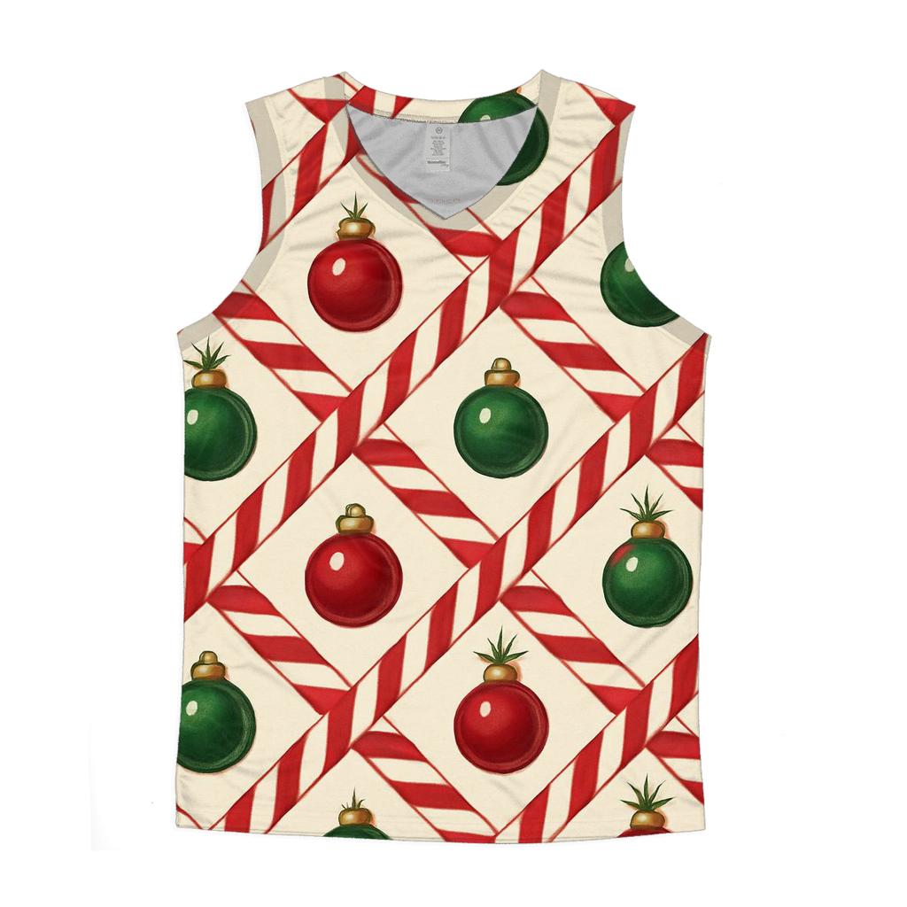 Candy Cane Ribbon Lattice On Warm Ivory Background casual summer tank tops