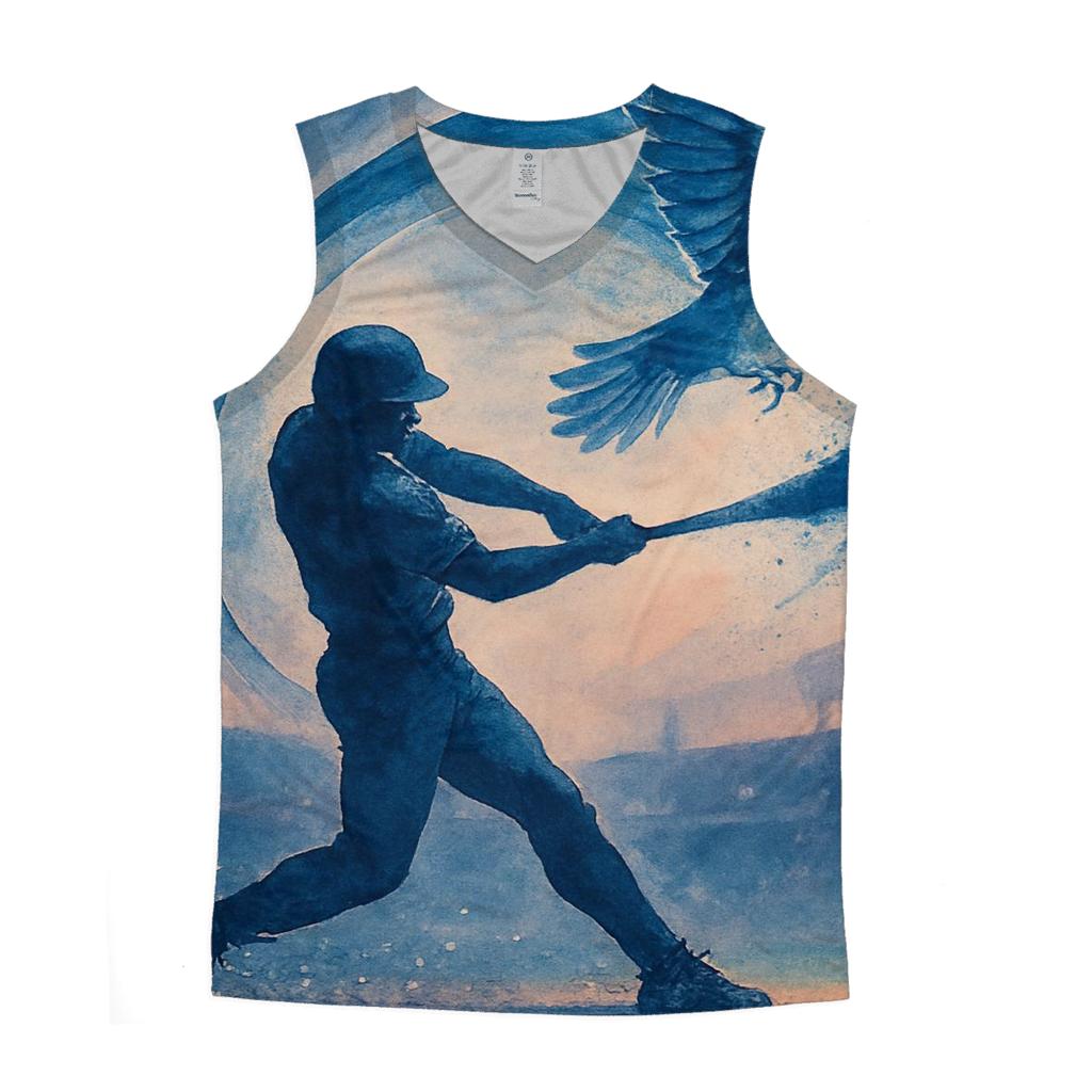 Bat Swing Spiral With Blue Jays Flight sports performance tank tops