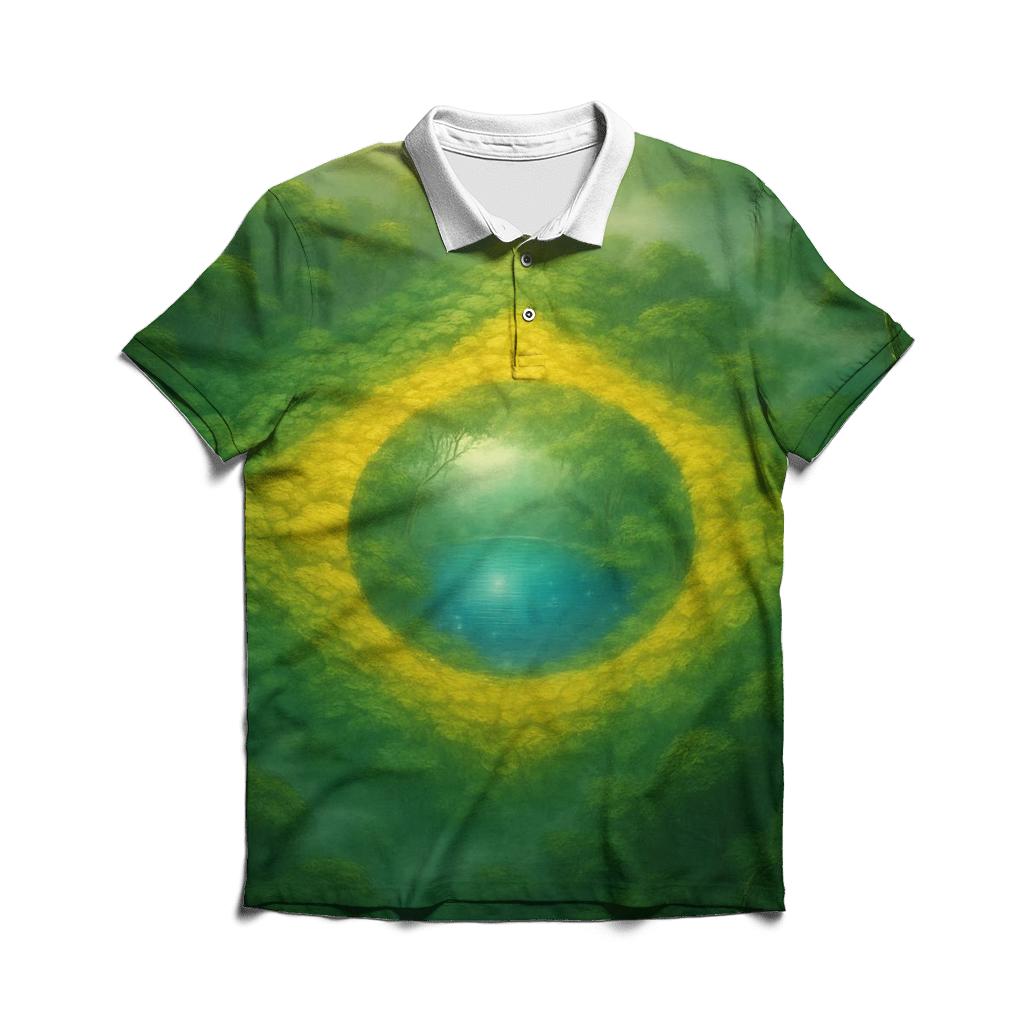 Brazil Rainforest Flag Canopy premium cotton polo shirts