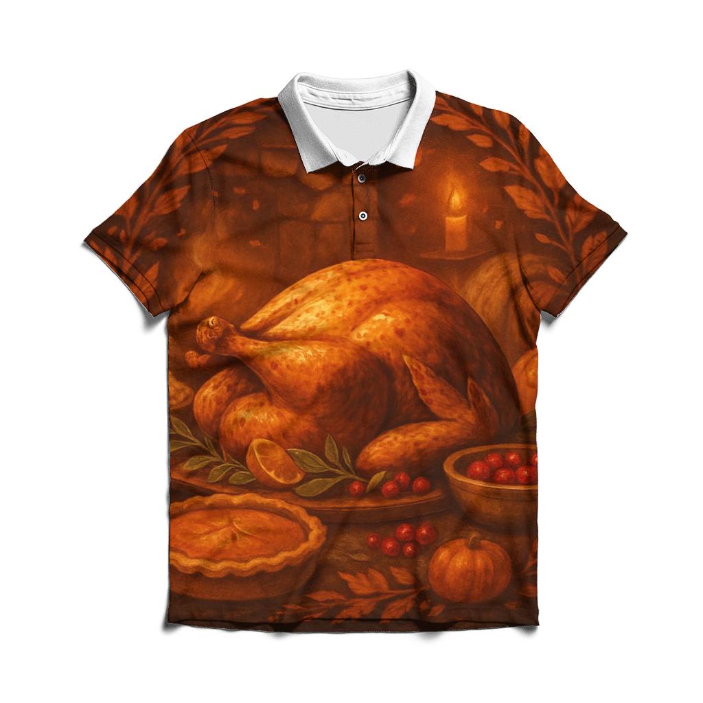 Candlelit Cornucopia Hearth personalized polo shirts