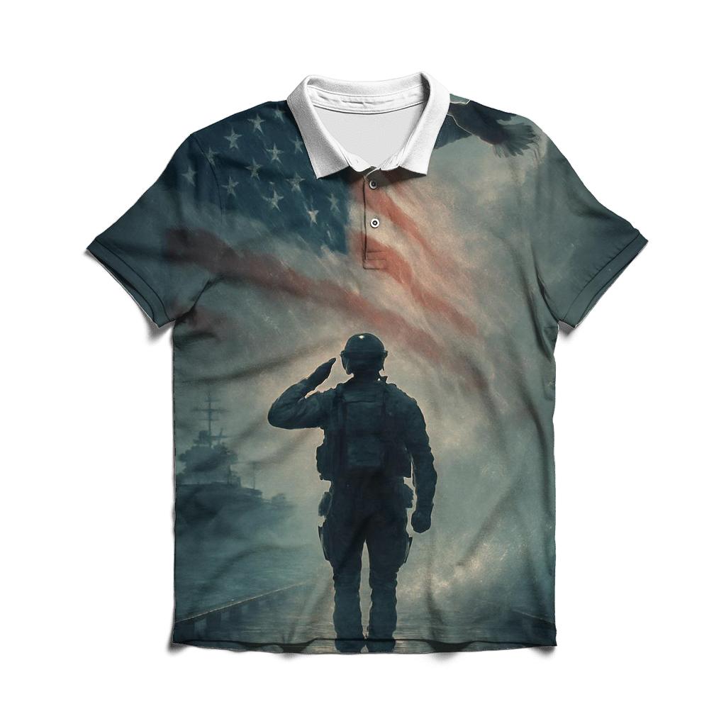 Silent Watch Over Liberty Bay designer slim fit polos