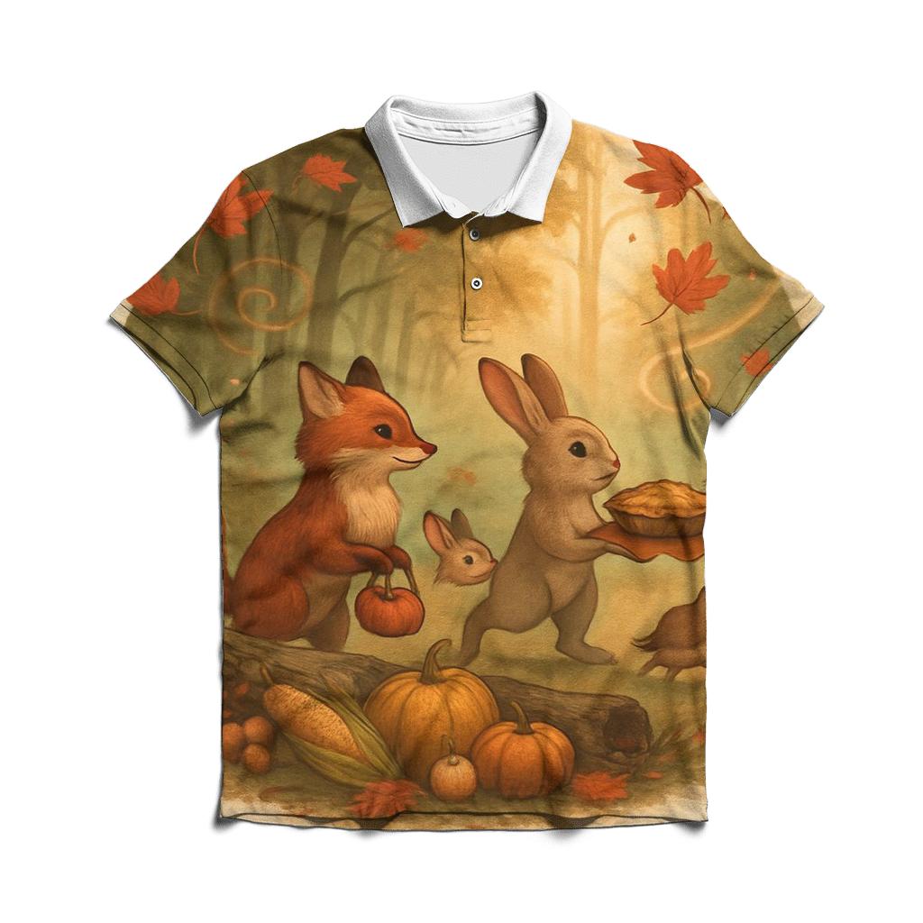 Woodland Harvest Parade At Sunset stylish collar polo tees