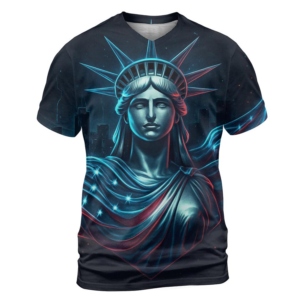 Midnight Liberty Circuit Flag vibrant all-over design tees