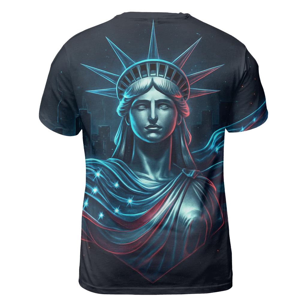 Midnight Liberty Circuit Flag vibrant all-over design tees