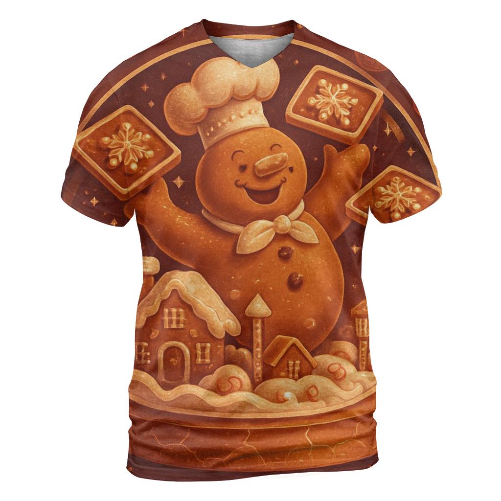 Gingerbread Cabin Snow Globe Ruckus statement graphic shirts