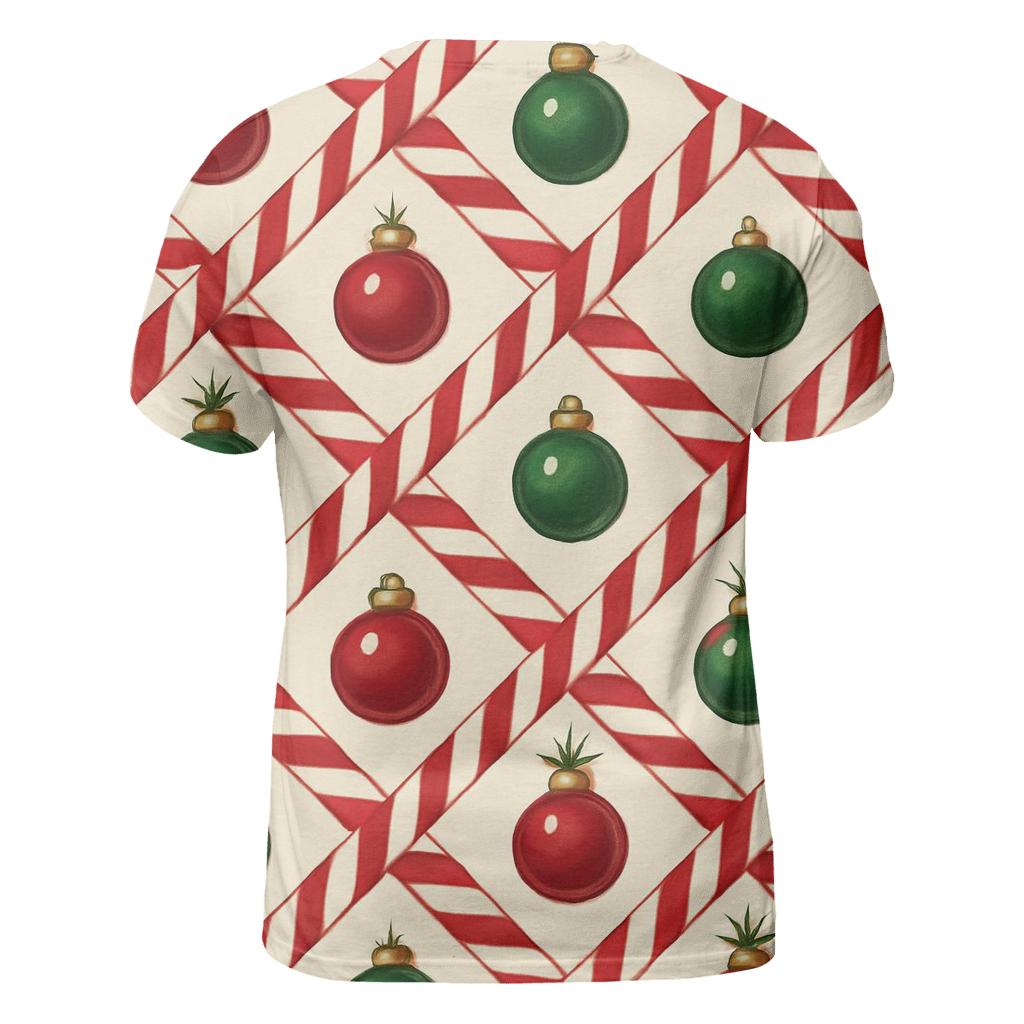 Candy Cane Ribbon Lattice On Warm Ivory Background personalized full print shirts