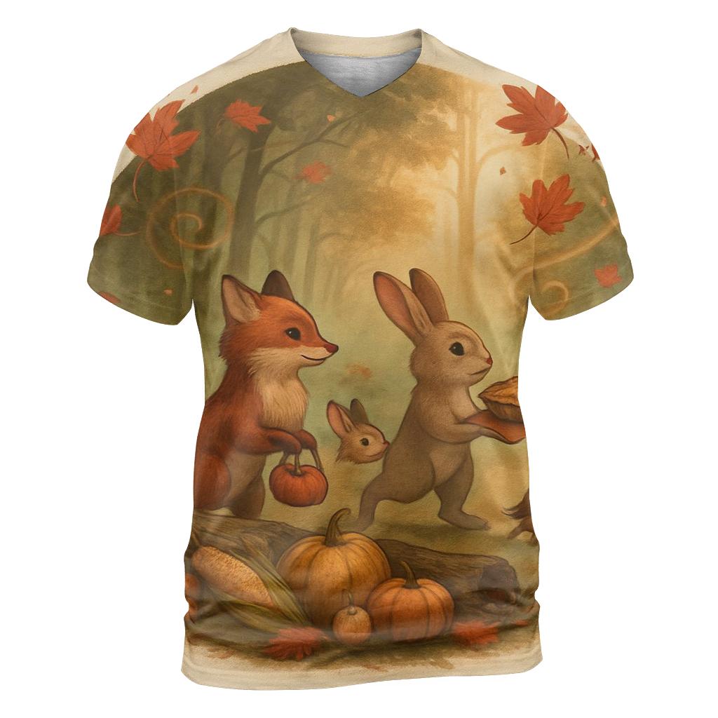 Woodland Harvest Parade At Sunset statement graphic shirts