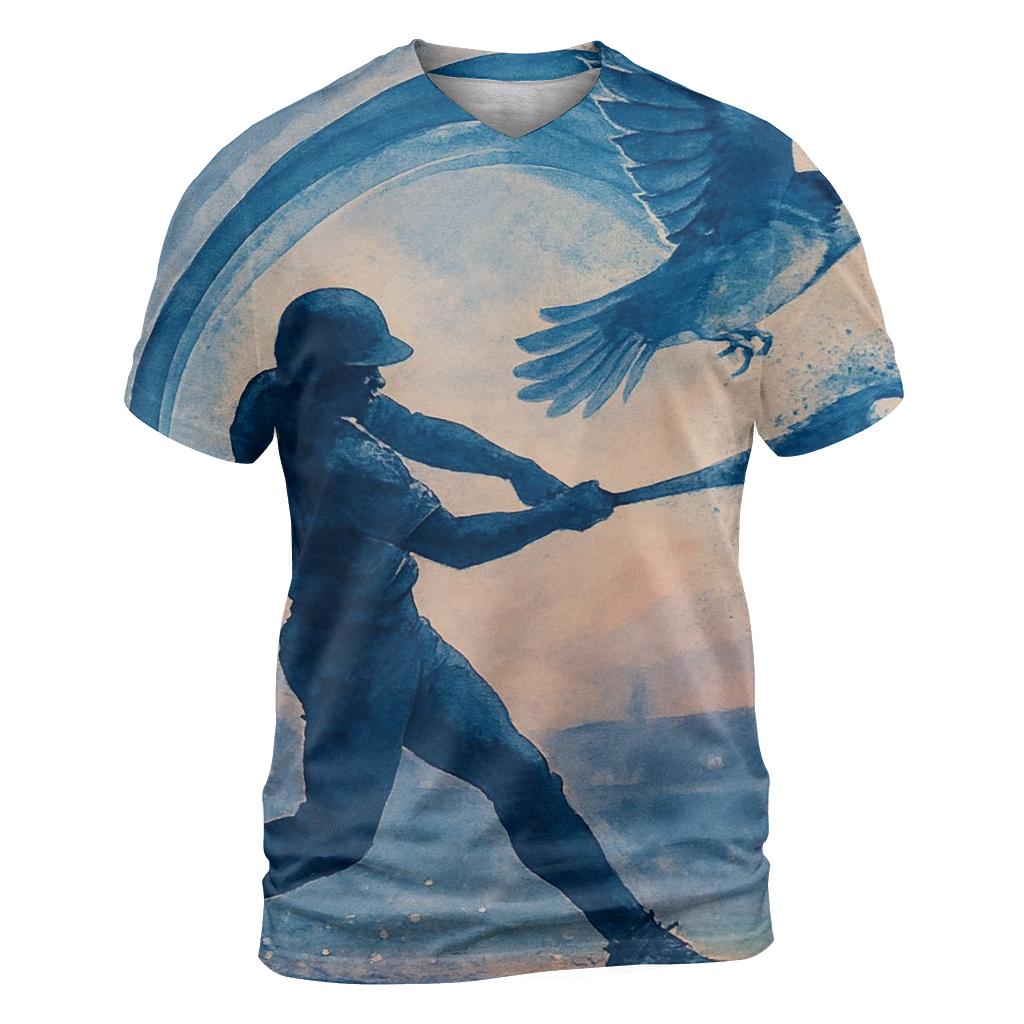 Bat Swing Spiral With Blue Jays Flight trendy printed shirt styles
