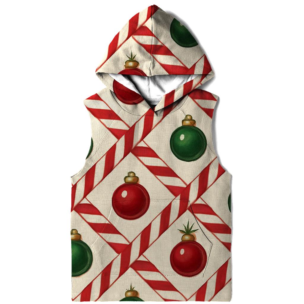 Candy Cane Ribbon Lattice On Warm Ivory Background premium hoodies