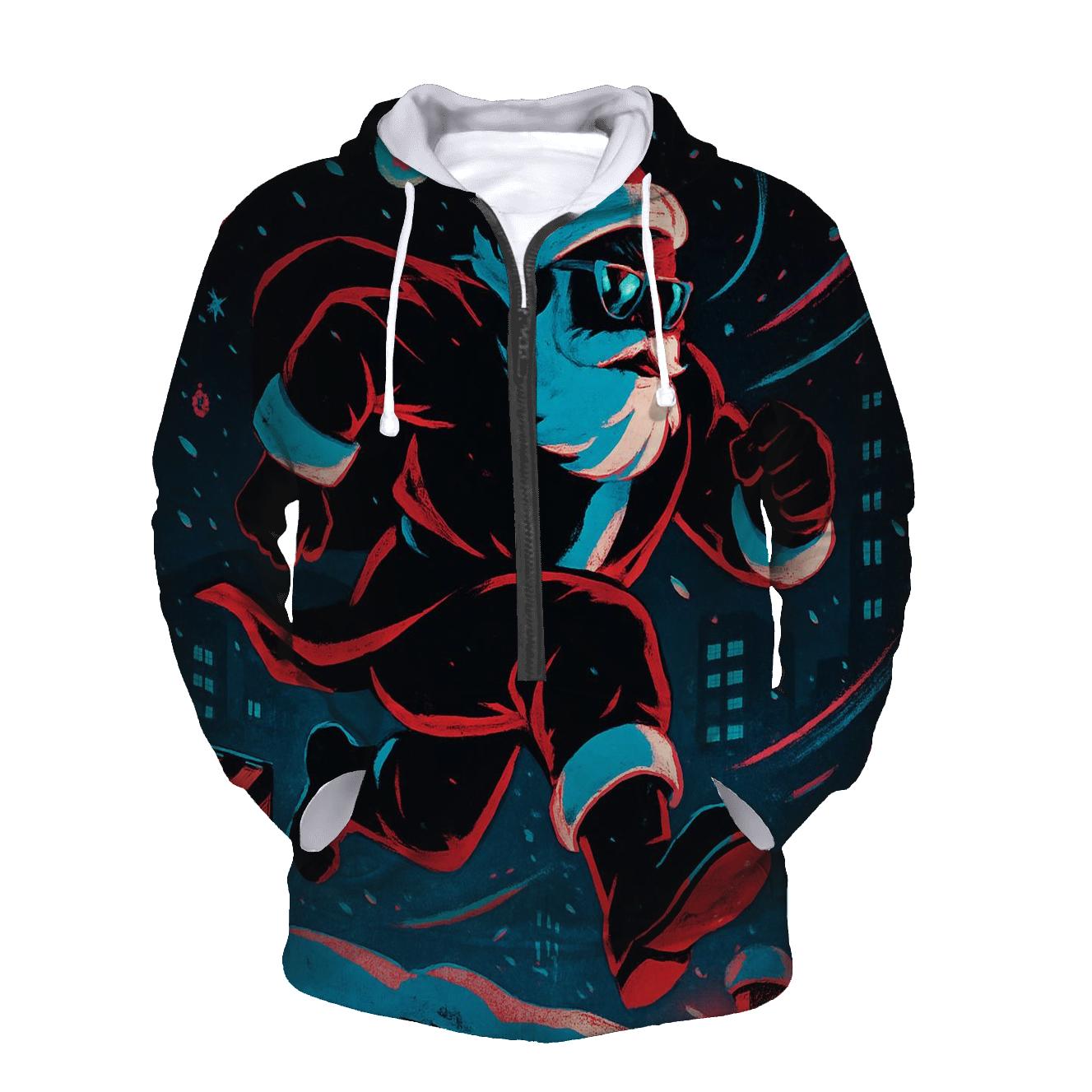 Neon Blizzard Santa On A Rooftop Run lightweight hoodies