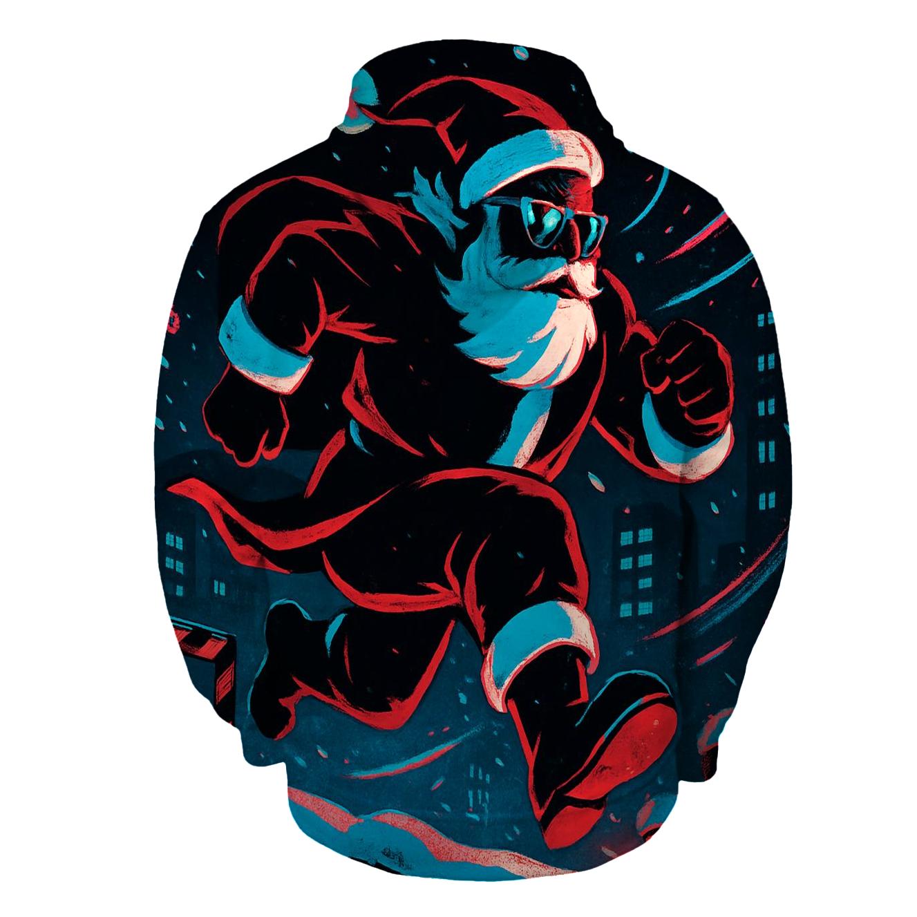 Neon Blizzard Santa On A Rooftop Run lightweight hoodies