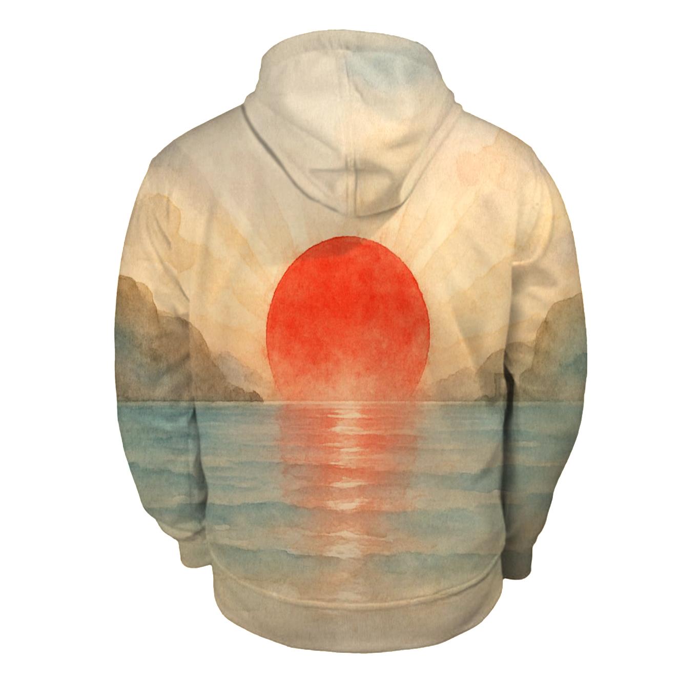 Japan Watercolor Rising Sun Bay embroidered hoodies