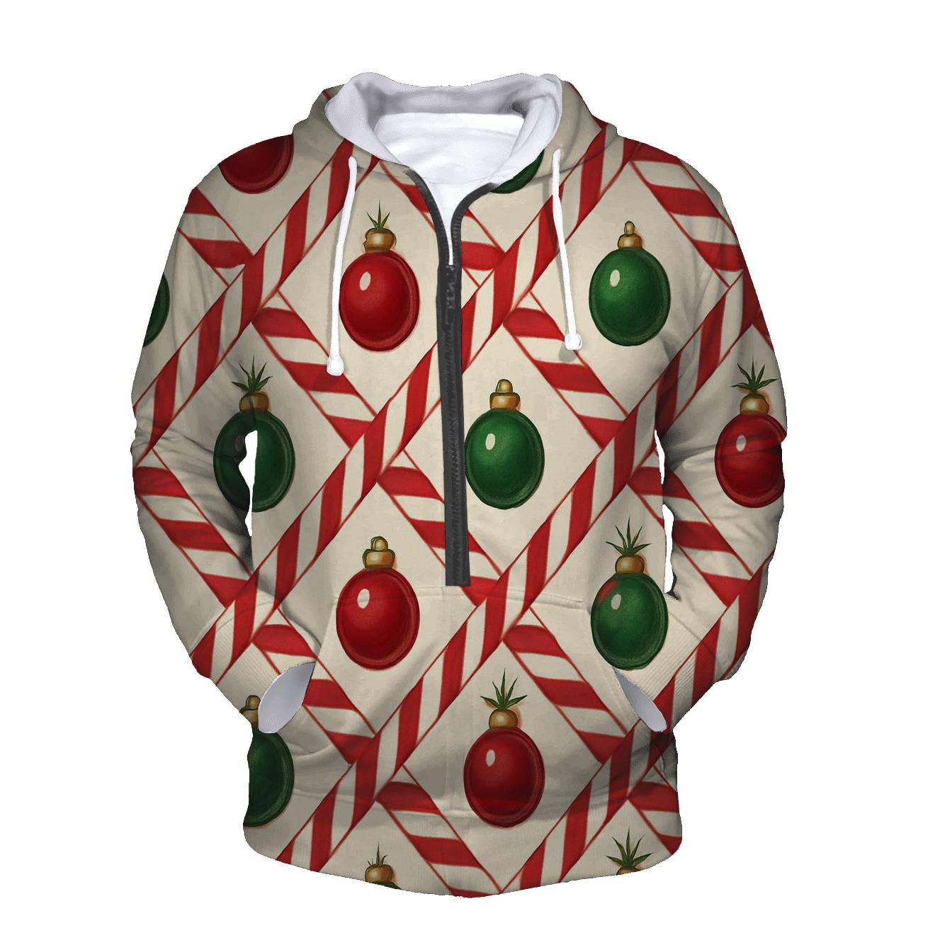 Candy Cane Ribbon Lattice On Warm Ivory Background pullover hoodies