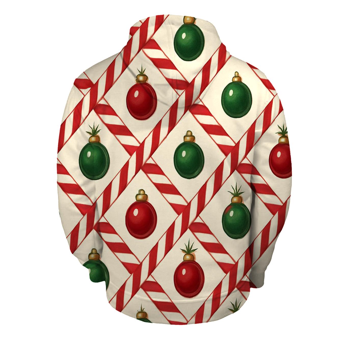 Candy Cane Ribbon Lattice On Warm Ivory Background pullover hoodies
