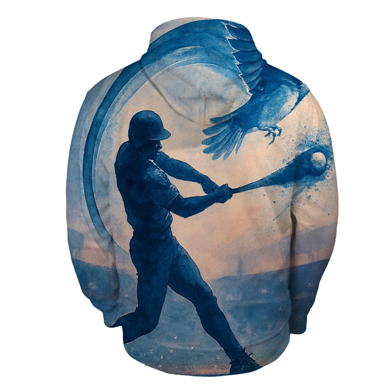 Bat Swing Spiral With Blue Jays Flight embroidered hoodies
