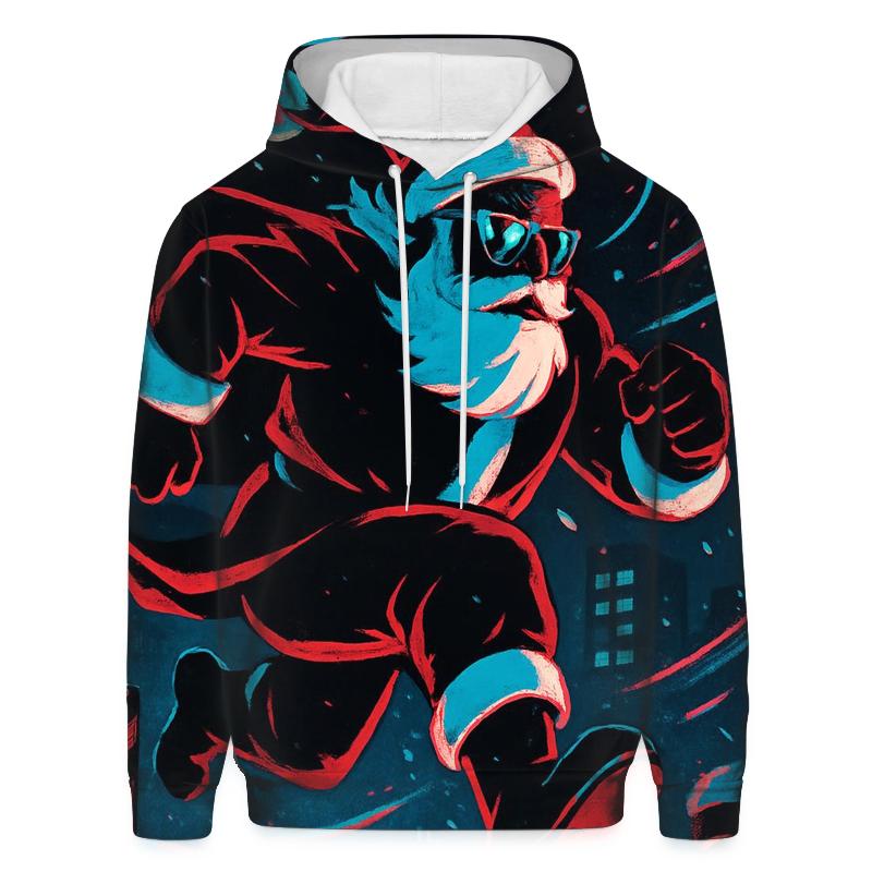 Neon Blizzard Santa On A Rooftop Run custom hoodies