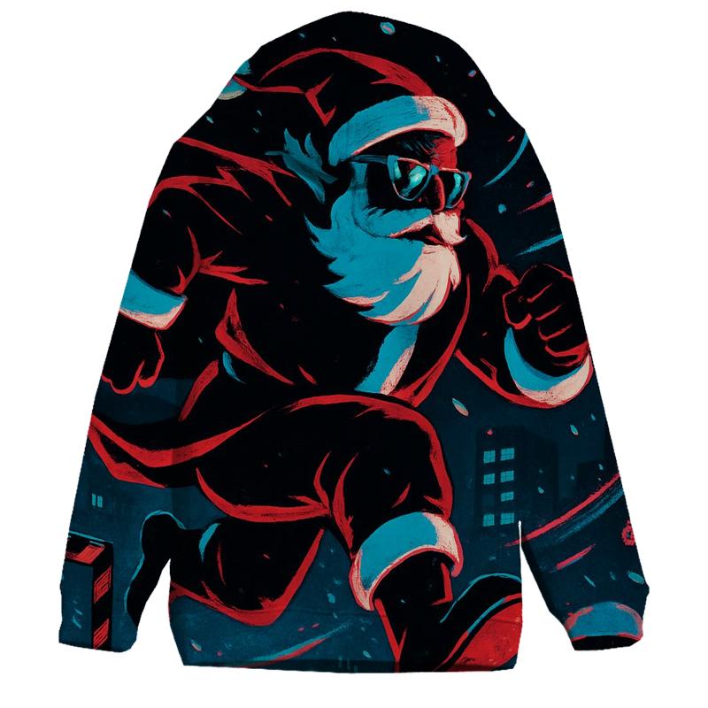 Neon Blizzard Santa On A Rooftop Run custom hoodies