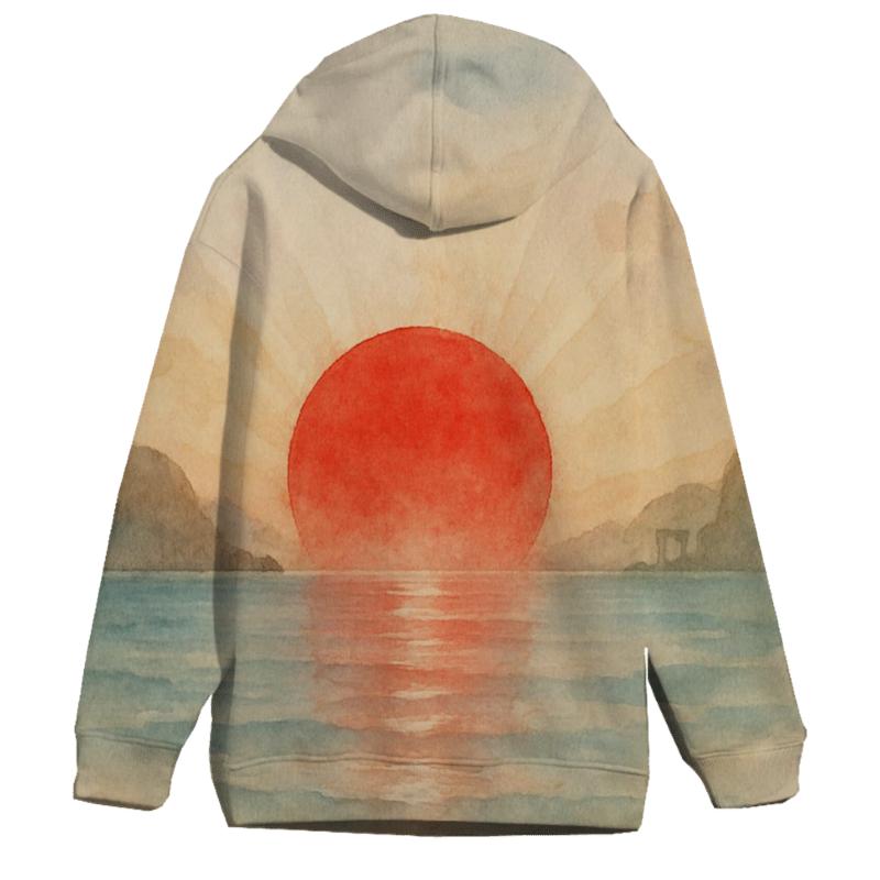 Japan Watercolor Rising Sun Bay hoodie trends