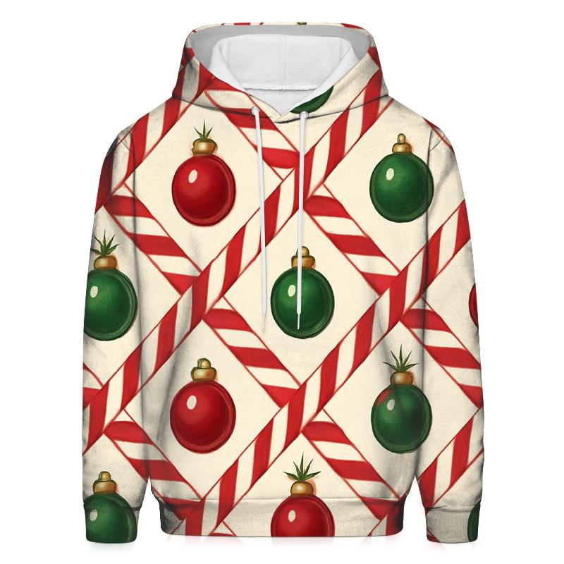 Candy Cane Ribbon Lattice On Warm Ivory Background hoodies fashion