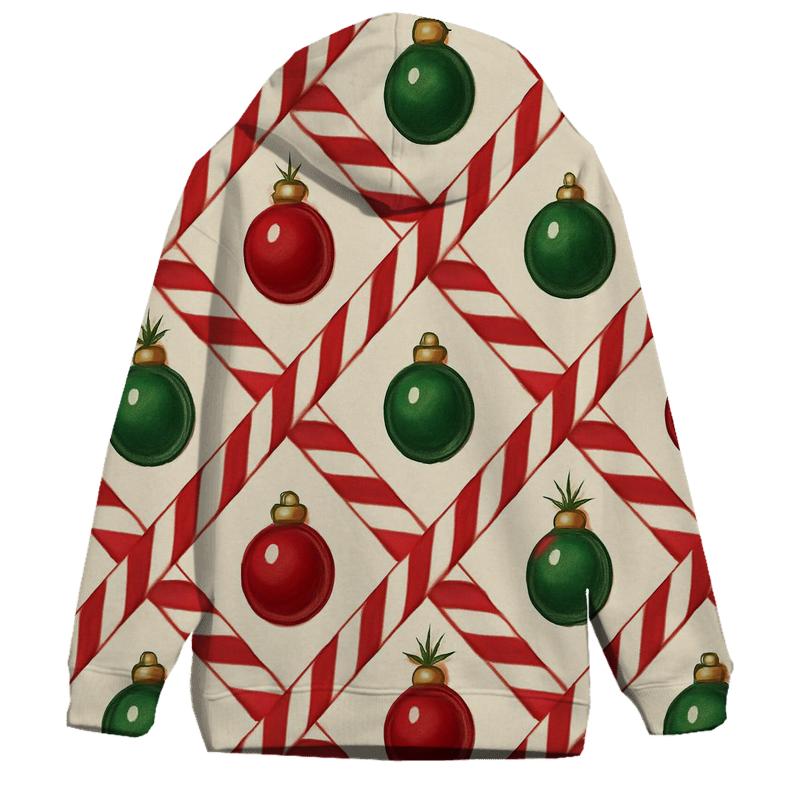 Candy Cane Ribbon Lattice On Warm Ivory Background hoodies fashion