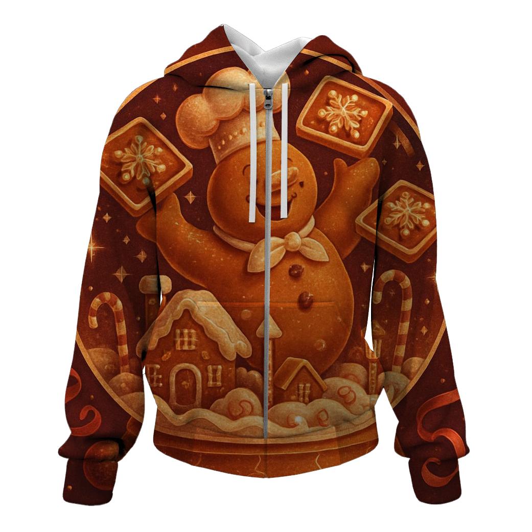 Gingerbread Cabin Snow Globe Ruckus printed hoodies