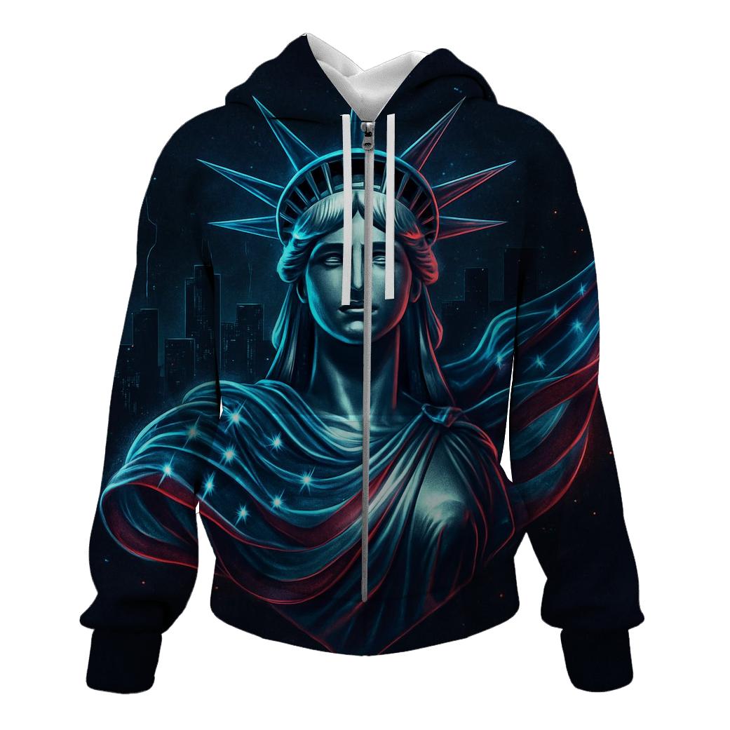 Midnight Liberty Circuit Flag embroidered hoodies