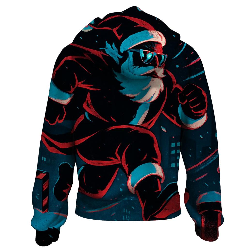 Neon Blizzard Santa On A Rooftop Run zip-up hoodies
