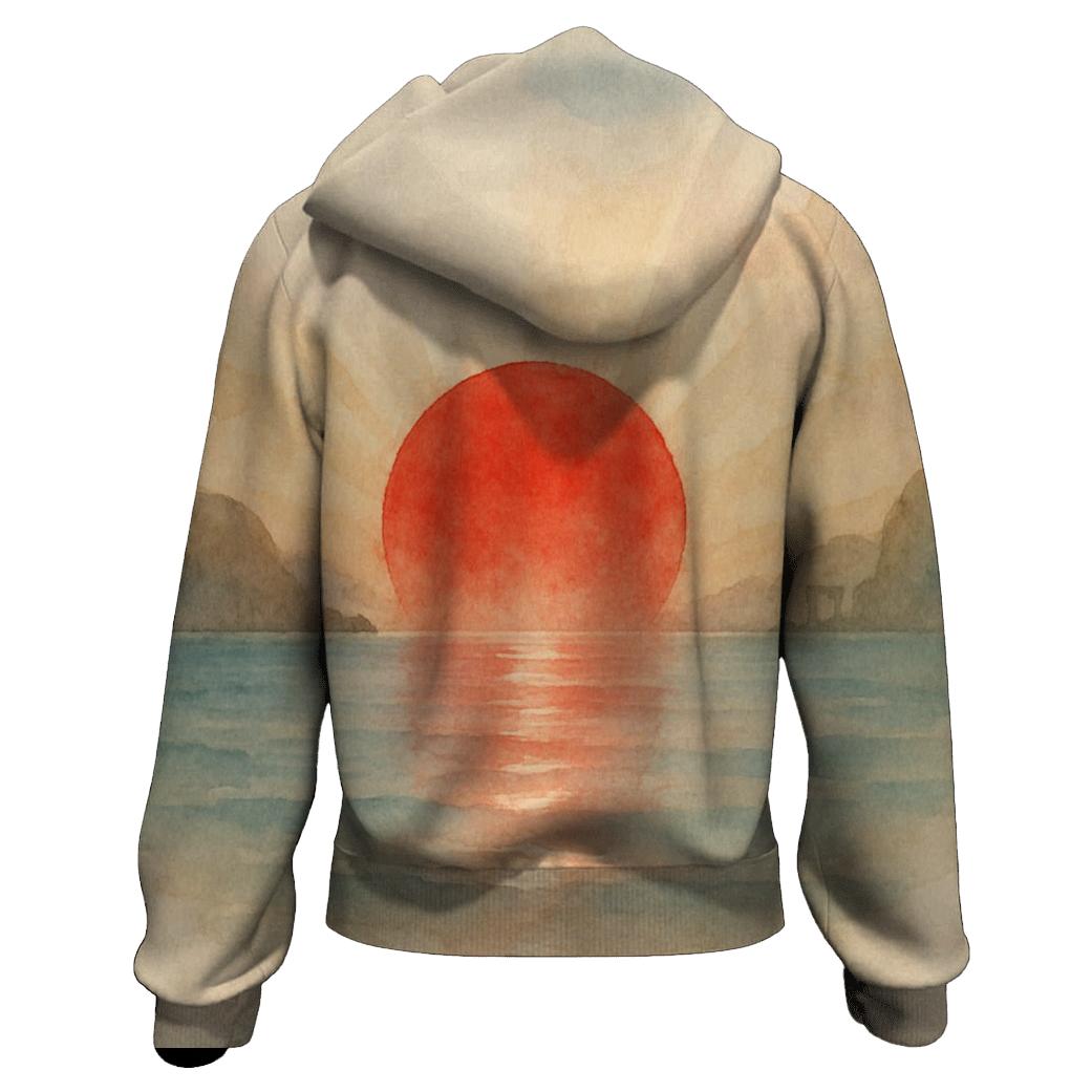Japan Watercolor Rising Sun Bay hoodie styles